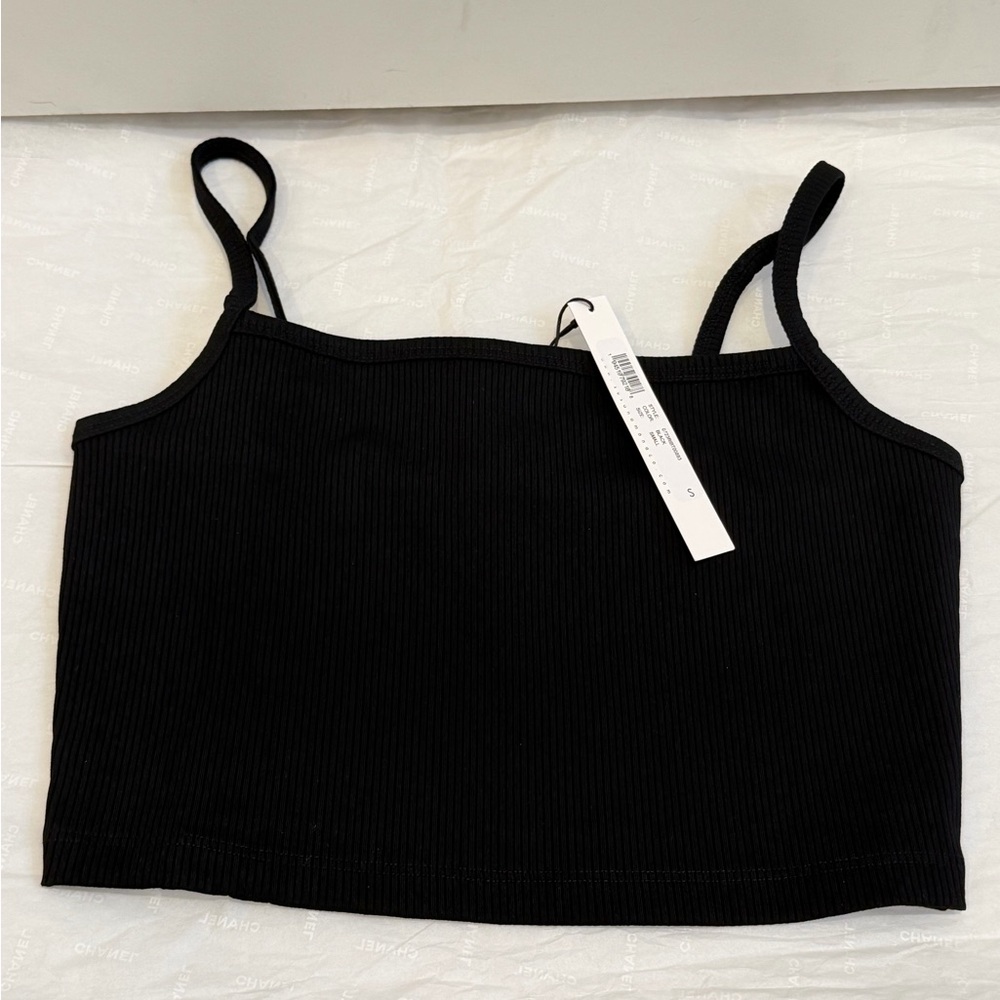 NWT Susana Monaco Black S rib string crop top